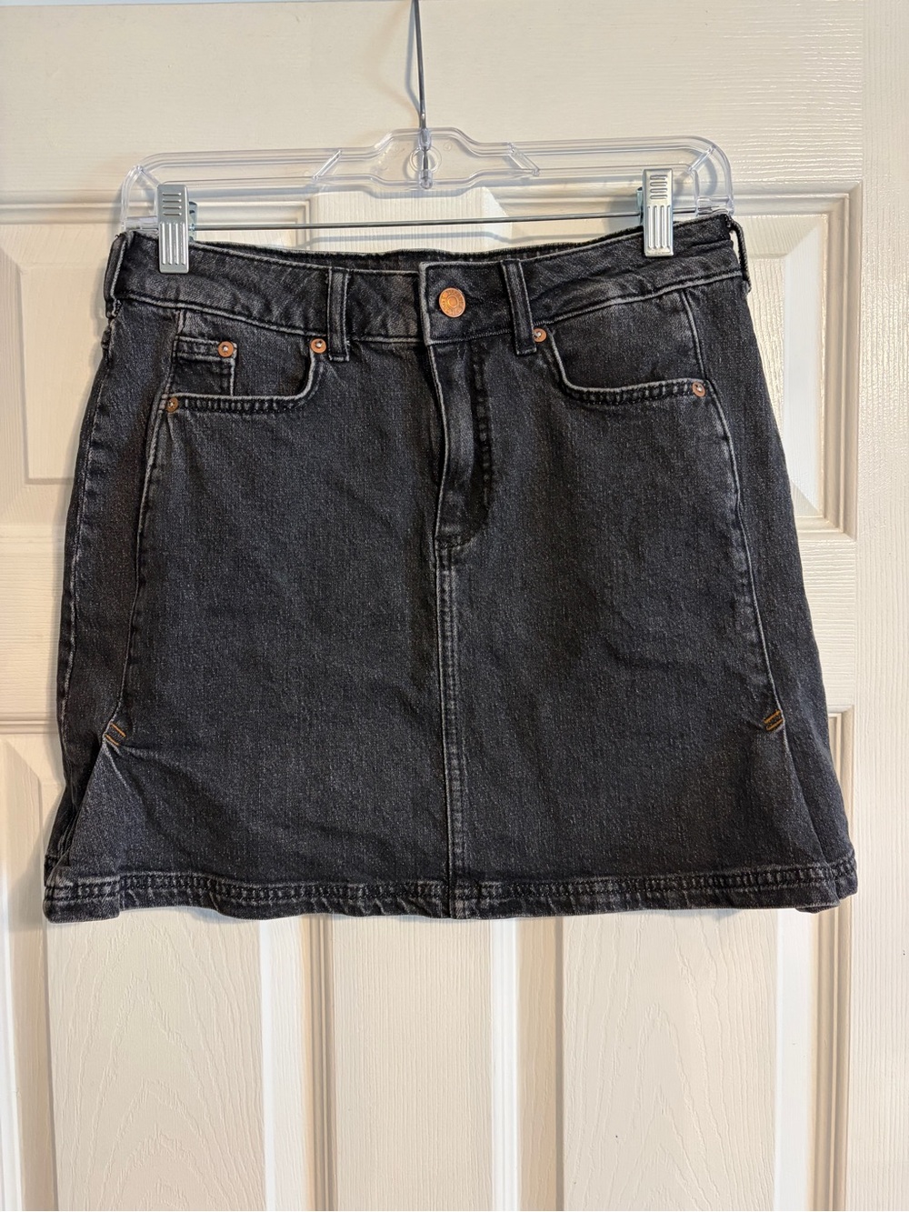 Anthropologie Pilcro Side-Pleat Denim Mini Skirt Black Size 4